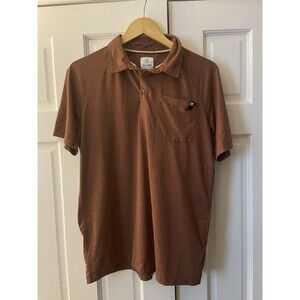 Flylow Lopez Polo Shirt Mens M Brown Performance Tech Stretch Hiking Snap Pocket
